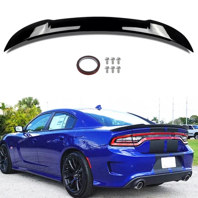 Spoiler traseiro Hellcat Style SRT asa brilhante preto para 2011-2023 Dodge Charger - Imagem 1 de 4