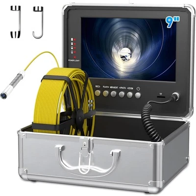 SANYIPACE Telecamera fognaria 9" HD 10M con sonda fotocamera 13mm 2600mAh batteria 16GB scheda SD