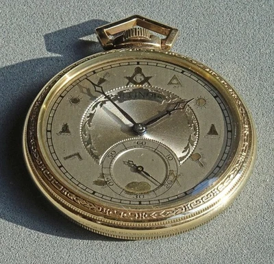 Illinois 12 Size No. 127 Sterling Masonic Dial Pocket Watch 5369566 - Image 1 of 4