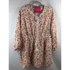 Peasant Top Woven Maternity Blouse Ingrid Isabel Floral Career Tie XS 3/4 Sleeve - Picture 1 of 8