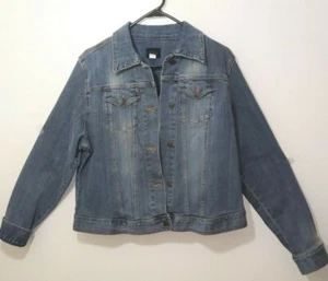 Riders Copper Collection Women's Blue Denim Metal Button Up Jean Jacket Large - Picture 1 of 5