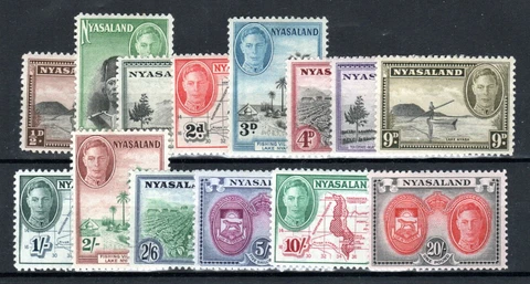 Nyasaland - Nyasaland Protectorate 1945 set to 20s SG 144-57 MLH/MH Cover