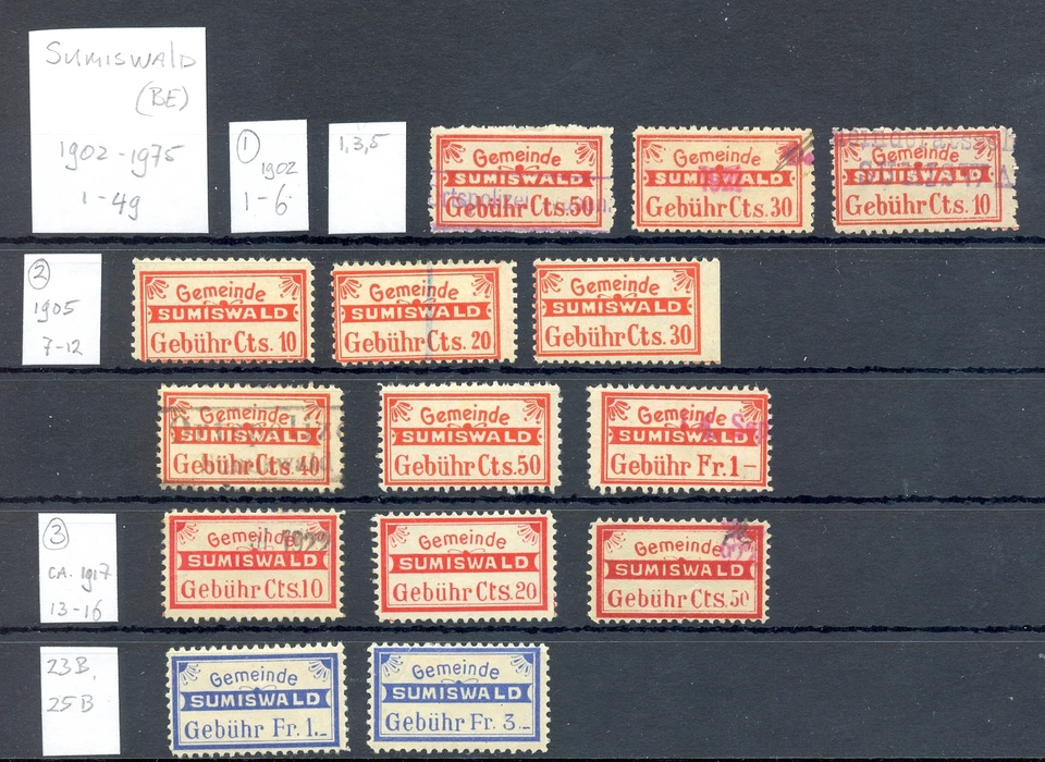 SWITZERLAND REVENUE FISCAL-LOCAL =SUMISWALD =14 ST. MOST */0 - F/VF  - Image 1 of 1
