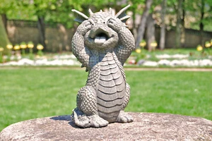 Gartenfigur Gartendrache - Modell seh nichts - Fantasy Figur Deko Drache Garten - Bild 1 von 3
