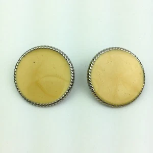 Vtg Enamel Round Circle Disc Button Silver Tone Pierced Earrings Orange 1 1/4" - Picture 1 of 3