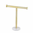 HAND TOWEL HOLDER Stand Tree Rack T-Shape Free Standing for Countertop Brass KES