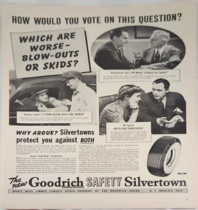 Neumático Goodrich Silvertown 1940 anuncio vintage que son peores reventones patines - Imagen 1 de 1
