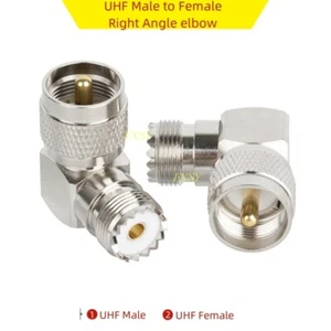 2Pcs PL259-SO239 UHF Male to Female Right Angle elbow Coaxial Converter Adapter - Picture 1 of 5