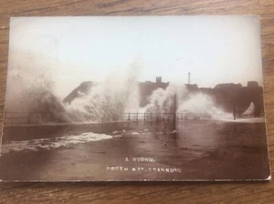 Vintage Postcard Scarborough RARE A Storm North Bay Rough Seas Real Photo - Picture 1 of 2