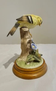 Gorham Gallery Bird with Wooden Stand Gold Finch - Picture 1 of 5