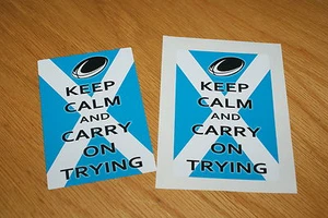 Pegatinas de rugby de Escocia Keep Calm and Carry On Trying (par) - Imagen 1 de 1