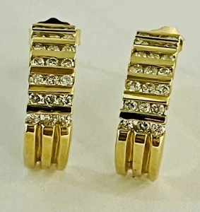 14k Yellow Gold Diamond Huggie Earrings 1/2ct 0.50ct 3.49 Grams - Picture 1 of 11