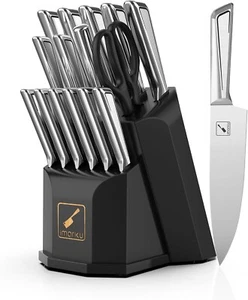 Juego de cuchillos de cocina con bloque, 16 piezas cuchillos de cocina de alto carbono, juego de bloques de cuchillos - Imagen 1 de 8