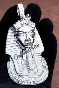 Mens 3.9ct Baguette Simulated Diamond Egyptian Charm Pendant Silver Free Stud - Picture 1 of 5