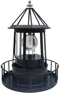 Solar Powered Lighthouse, 360 Degree Rotating IP65 Waterproof Garden Smoke - Picture 1 of 12