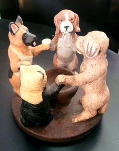 PENCO 6.5"Ceramic Dog Friend Circle TeaLight/Votive Candle Holder Figurine;Decor - Picture 1 of 24