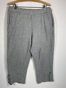 Soft Surroundings Grey Leisure Pants Womens Medium Side Ankle Button