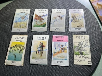 Eight 1990's New York HUNTING and FISHING STAMPS USED - Image 1 of 4