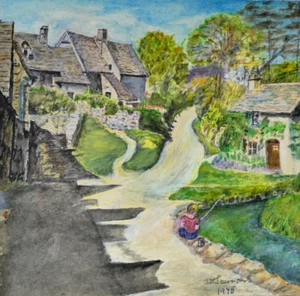 ARLINGTON ROW, BIBURY GLOUCESTER Watercolour Painting - Picture 1 of 3