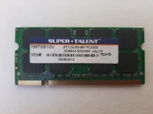 1gb 64x3 Sodimm T667sb1gv Super Talent Stt Ddr2-667 Pc5300 - Picture 1 of 5