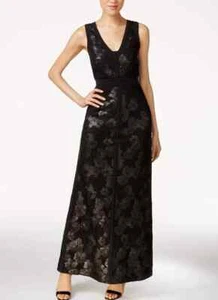 Vestido Formal Calvin Klein Floral Lentejuelas Cuello en V Sin Mangas Acanalado Línea A Talla 14 - Imagen 1 de 8