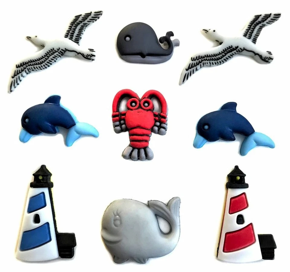ON THE CAPE BUTTONS Lighthouse Whale Scrapbooking Cardmaking Stamping Sewing - Image 1 of 1