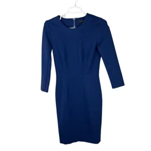 J. Crew Structured Knit Zip Sheath Dress Exposed Zipper Midnight Blue US 2 $158 - Picture 1 of 9