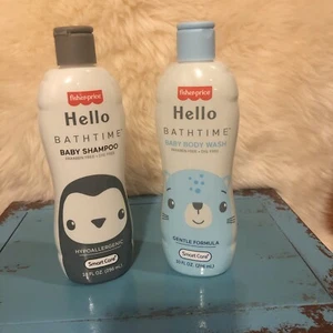 FISHER- HELLO BATH TIME BABY SHAMPOO10oz & Baby Body Wash 10oz - Picture 1 of 5