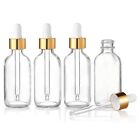 Leak Proof Travel Dropper Bottles 4 Pack with Golden Caps, Clear Glass for9268