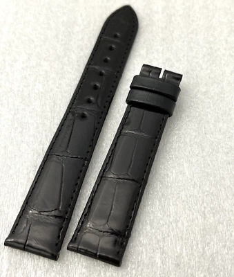 Correa de reloj Longines para hombre L682134844 cuero de cocodrilo negro delgado brillante 18 x 16 Foto 1 de 4