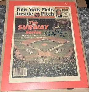 BOBBY VALENTINE SIGNED NY METS INSIDE PITCH SUBWAY WORLD SERIES FRAMED NEWSPAPER - Picture 1 of 7