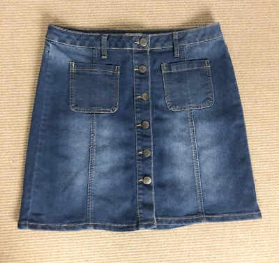 Earl Jean Blue Jeans Skirt Button Front Size 10 Denim - Image 1 of 4