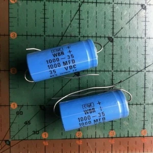 1000uF 35v Axial Electrolytic Capacitor Cornell Dubilier WBR1000-35 Epoxy 2pcs - Picture 1 of 3