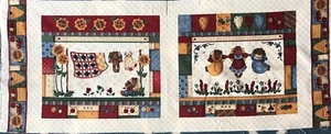 Cotton Fabric Country Bears at Heart Leslie Beck Cranston Pillow Panel 17" x 44" - Picture 1 of 1