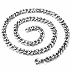 3/5/7mm 7-36" Silver Stainless Steel Cuban Curb Chain Necklace Bracelet Hot Sale - Picture 1 of 27