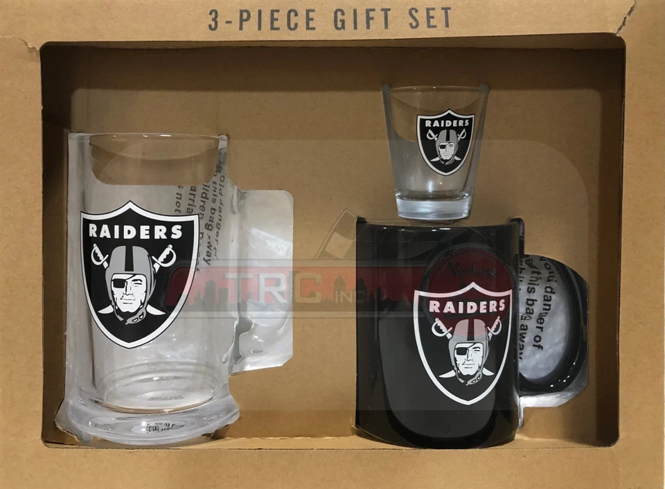 Las Vegas Raiders Memory Company NFL 3 peças conjunto de presente utensílios de bebida FRETE GRÁTIS!! - Imagem 1 de 1