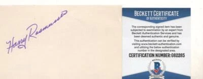 HARRY RASMUSSEN ST. LOUIS CARDINALS SIGNED 3X5 INDEX CARD BECKETT G62265 - Image 1 of 2