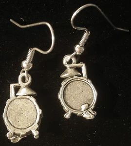 Drummer Drums Earrings Matte Silver Ox Drum Set Band - Picture 1 of 1