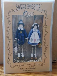 Sweet Dreams 20'' Pilgrim Dolls Pattern Give Thanks Thanksgiving 1998 D Ashby - Picture 1 of 2