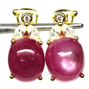Gift For Her 925 Sterling Silver Pink Ruby & Cubic Zirconia Jewelry Earrings - Picture 1 of 4