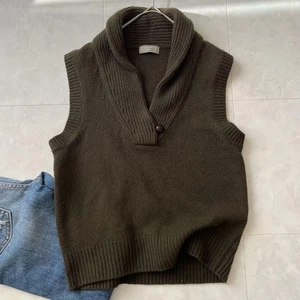 Margaret Howell Shawl Collar Knit Vest Sleeveless Top Wool Cashmere Silk Brown 2 - Picture 1 of 12