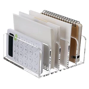 Clear Desktop File Organizer, 5 Compartments Acrylic Office Document Sorter - Picture 1 of 8