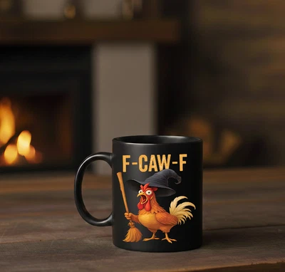 Funny Chicken Witch Mug – Cartoon Hen Coffee Cup – Novelty Humor Gift - Image 1 of 4