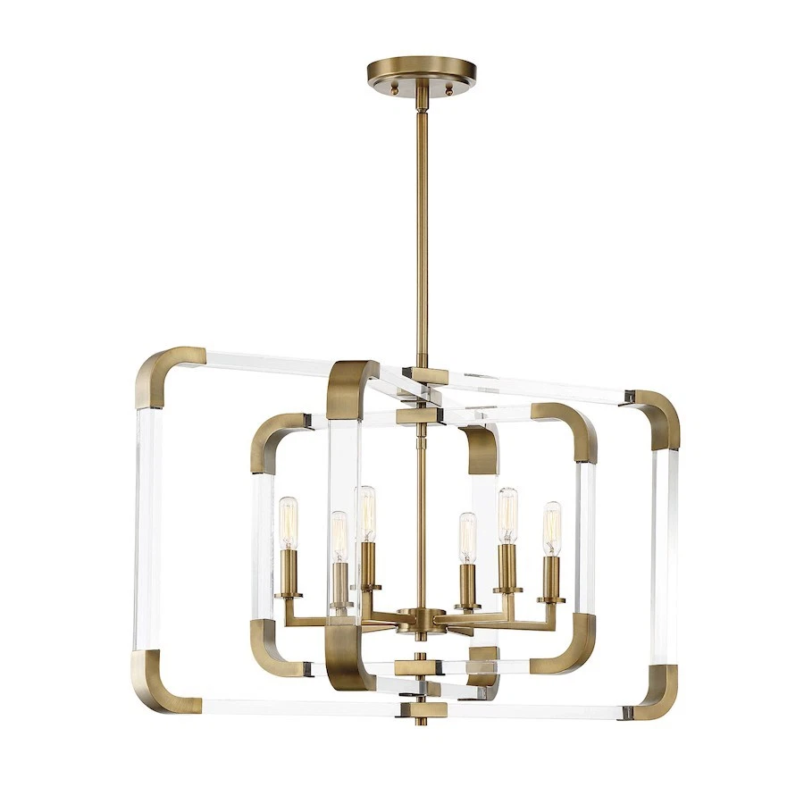 Savoy House 716606322 Six Light Pendant Rotterdam Warm Brass