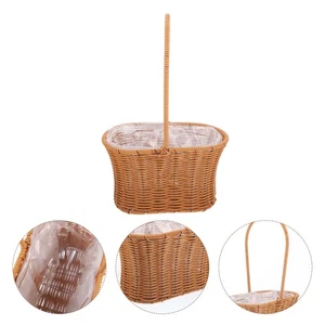 Woven Storage Basket Flower Arrangement Woven Flower Basket Woven Picnic Basket - Picture 1 of 12