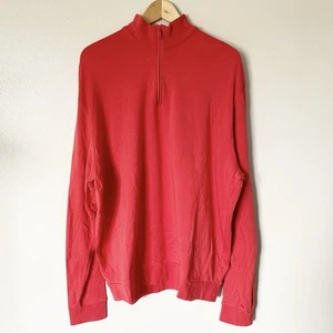 Peter Millar Men’s Red Quarter 1/4 Zip Pima Cotton Pullover Sweatshirt Top Large - Picture 1 of 7