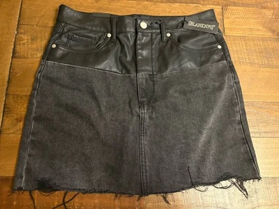 Minifalda para mujer Blank NYC de mezclilla e imitación de cuero talla 29 negra nueva con etiquetas Foto 1 de 4