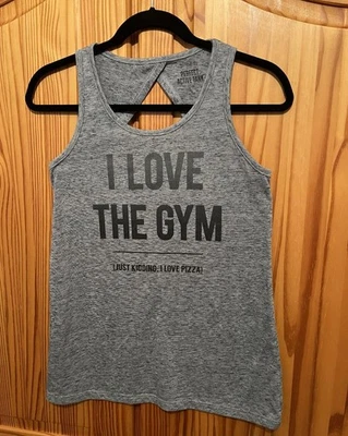 Camiseta Regata I Love The Gym Just Kidding Feminina Tamanho XS Cinza Exercício Academia - Imagem 1 de 4