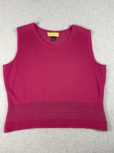 St. John Sleeveless Knit Sweater Top Womens Large Fuchsia Old Money Designer - Picture 1 of 7