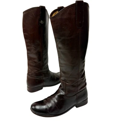 Botas de montar vintage Frye Melissa 4015 cuero marrón chocolate ALTAS hasta la rodilla 7 Foto 1 de 4